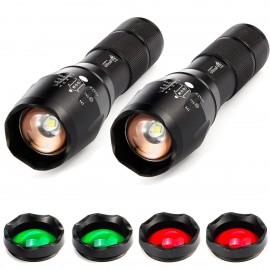 UltraFire A100 3-Color-Light Tactical 18650 Flashlight, xml-t6 800 Lumen Small led Torch, 2 Pack